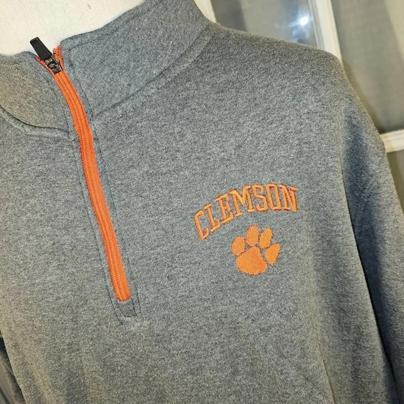 Colosseum Mens Gray Clemson Tigers 1/4 Zip Embroidered Pullover Sweater XXL - Picture 3 of 5